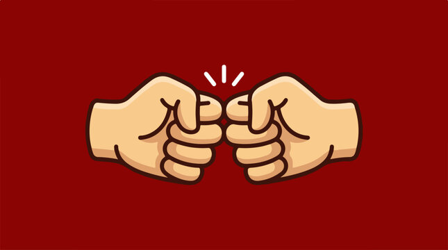Fists Touching in Cartoon Style.