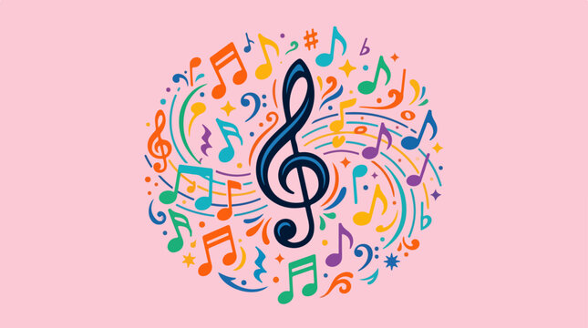 Music Notes Treble Clef Symbol.