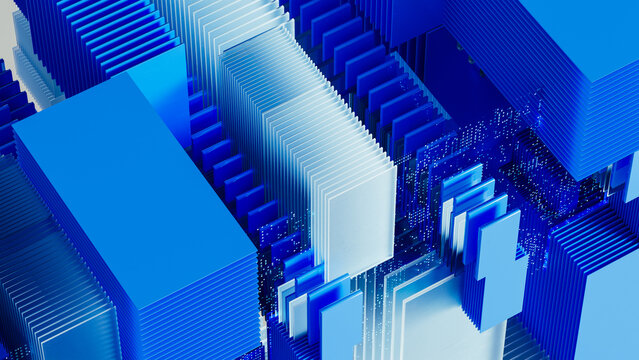 Cubes and blocks create a visual representation of modern technology