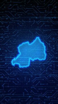 4K Resolution, Rwanda Country Digital Electric Futuristic Technology Map, Suitable for Tech events, Science, Politics, Elections, News and Sports Events