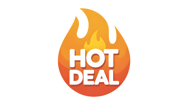 Fiery Hot Deal Promotion with Flame Design on Bright Orange Background