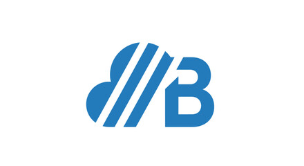 Blue cloud and letter B stylized logo icon. © ikk
