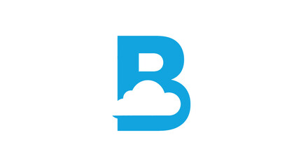 Blue letter B logo with negative space cloud shape. © ikk