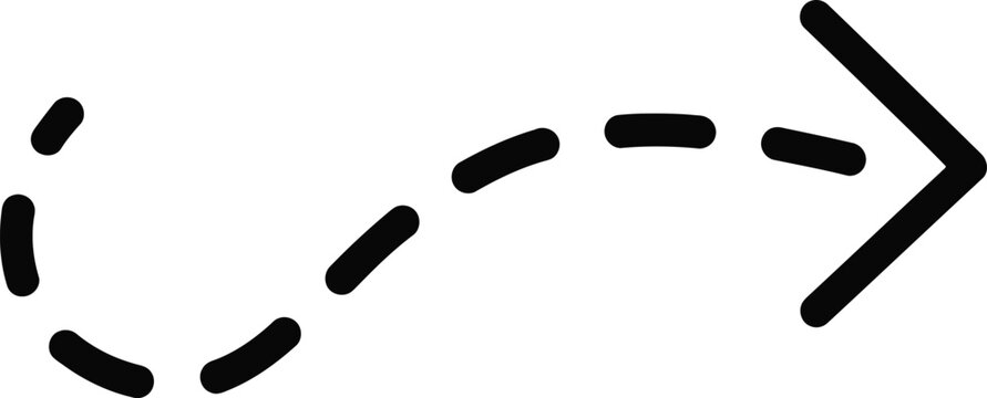 Black dashed curved arrow icon showing a direction path