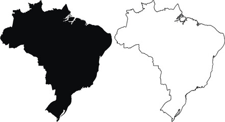 Obraz premium Brazil country map silhouette and outline drawing