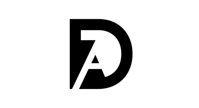 Bold black letter AD or DA monogram logo.