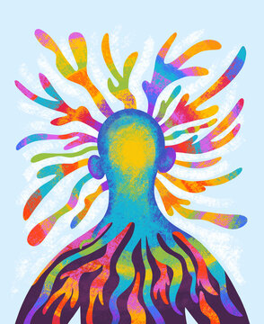 Colorful figure with flowing lines as ideas