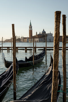 Sunrise Light Over Gondolas by Piazza San Marco