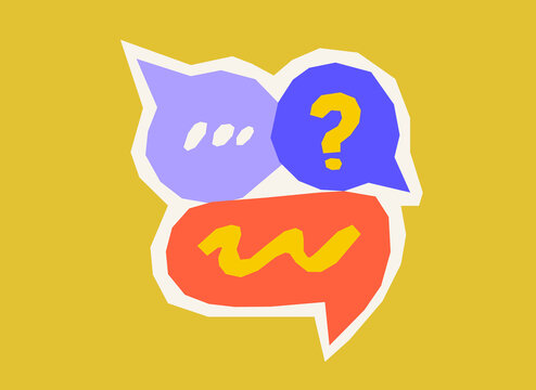 Chat bubbles with question mark communication concept illustration