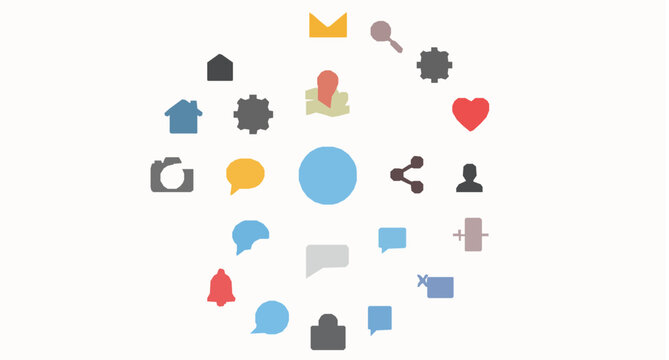 Modern social media interface icons with communication navigation and profile symbols vector set