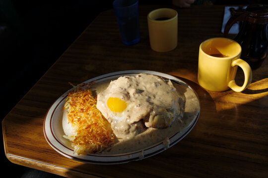 Biscuit and gravy breakfast