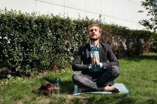 Businessman Finds Peace in Nature During a Busy Workday