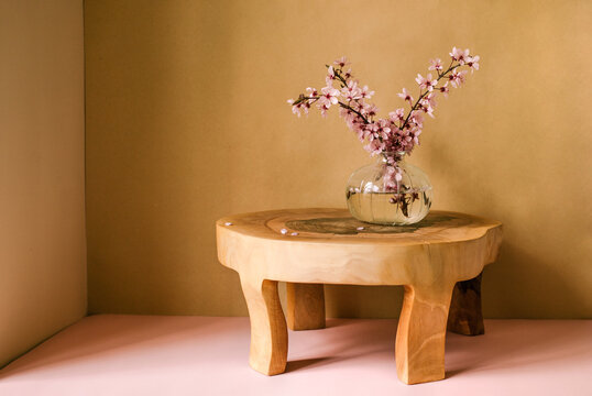 Branches of sakura in the vase.