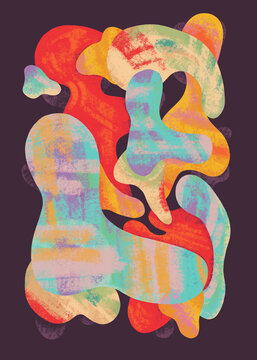 Colorful abstract shapes on a dark background with smooth curves