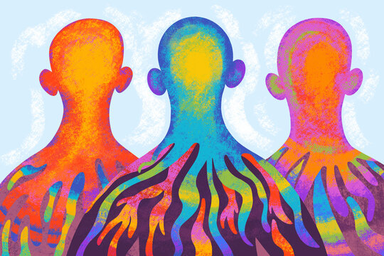Colorful figures with flowing lines as ideas