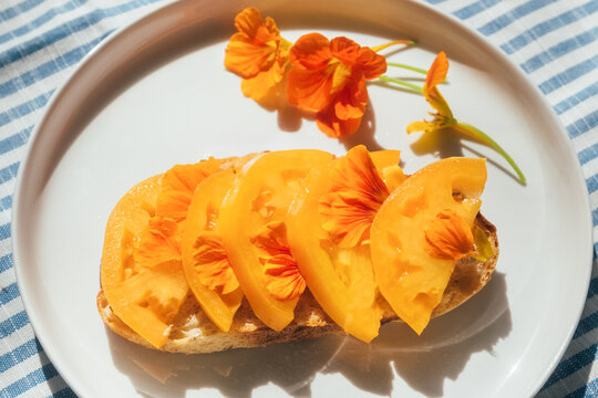 Tamato Nasturtium Toast Summer Food