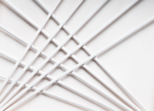 Abstract Wooden Slats on White Painted Board Art