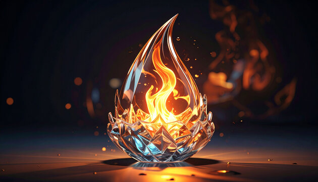 Glass flame crystal fire element abstract