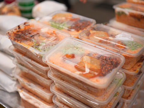 Chicken  Biriyani packaged for sale outside the  mosque, Colombo