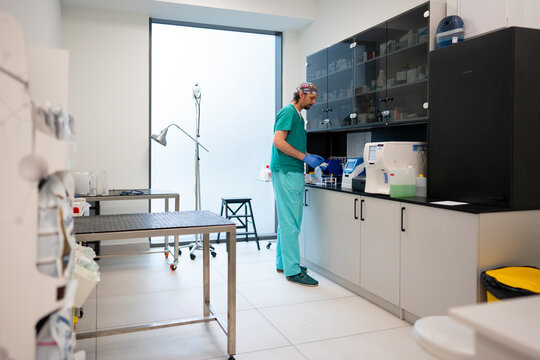 Veterinarian Preparing Laboratory Tests