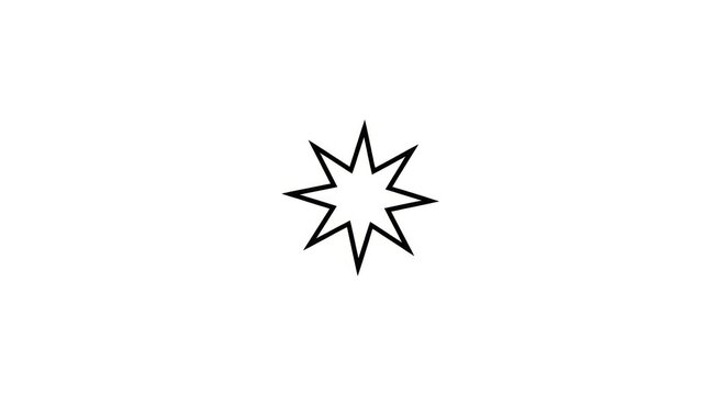 Minimalist black outline of an eight pointed star