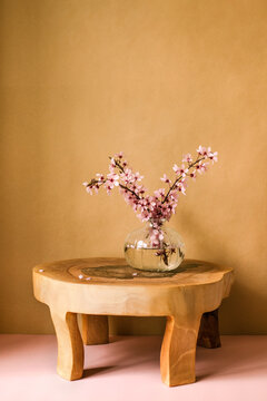 Branches of sakura in the vase.