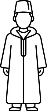 Man in Traditional Moroccan Djellaba and Tarboosh Hat Icon