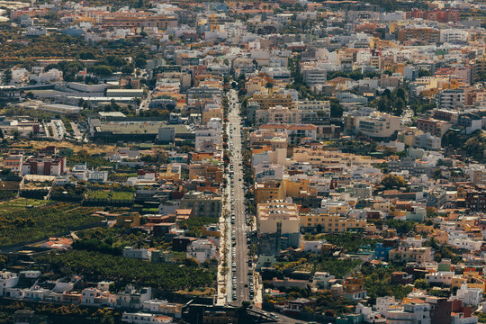 Aerial view of Los Llanos street grid on La Palma