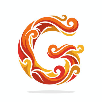 Letter G Fire Flame Alphabet Logo for Grilling Month