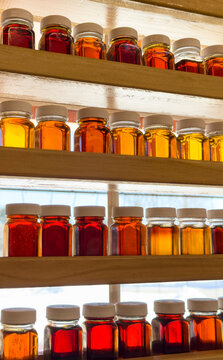 New England Maple Syrup Grade Display in Window 