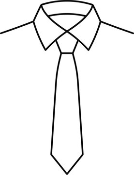 Minimalist outline drawing of a shirt collar and tie.