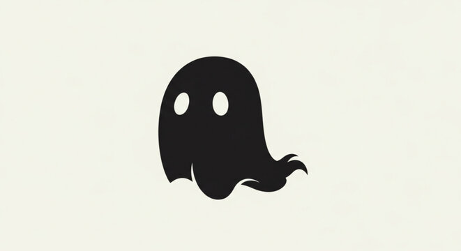 Spooky Black Ghost Silhouette with Claw Detail on Cream Background