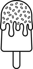 Black and white line art illustration of a delicious popsicle with sprinkles  © gunidea