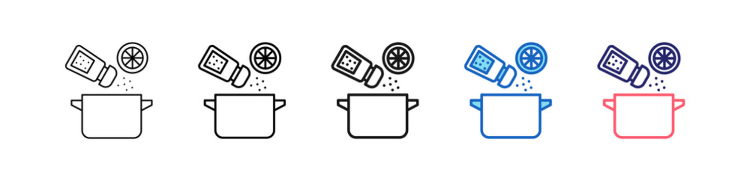 Seasoning Icon In 5 Different Styles Set Collection.   