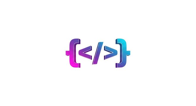 Colorful coding symbol on white.