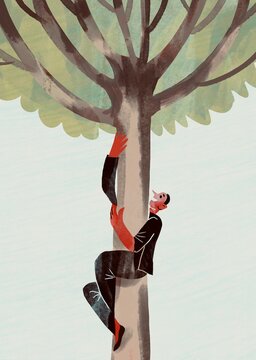 Person Climbing Tree &ndash; Personal Growth and Aspiration Concept