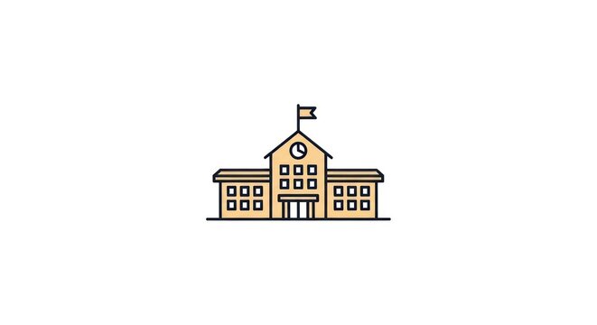 School building icon illustration.