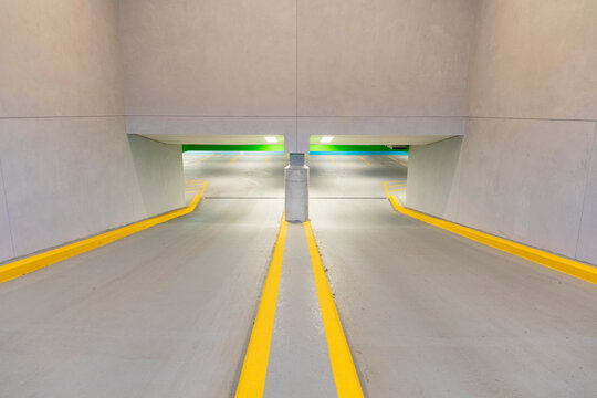 Entrance exit Modern Parking Garage Nobody