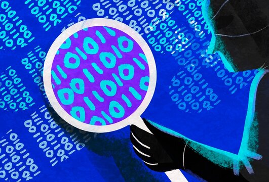 Hacker Inspecting Digital Footprint &ndash; Cybersecurity Threat Concept