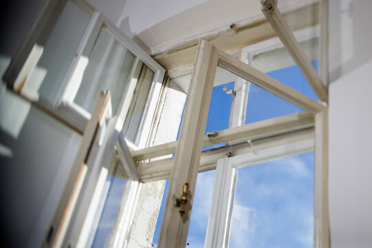 Old window in a window frame