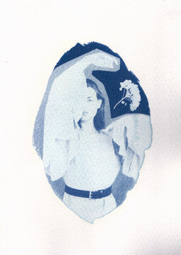 Cyanotype woman portrait 