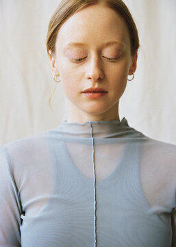 Portrait of a young girl in a studio 