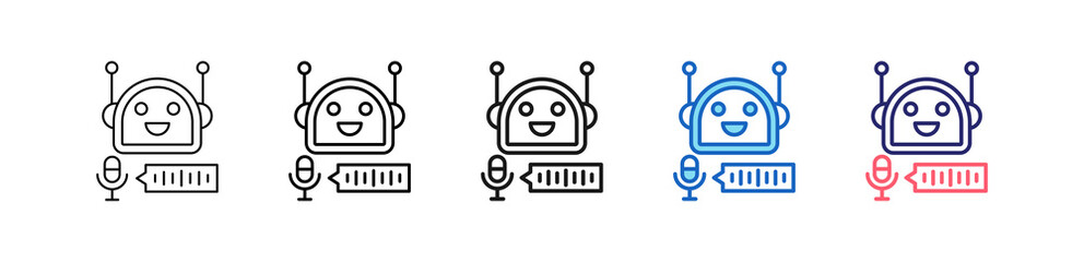 Fototapeta premium Voice Bot Icon In 5 Different Styles Set Collection. 