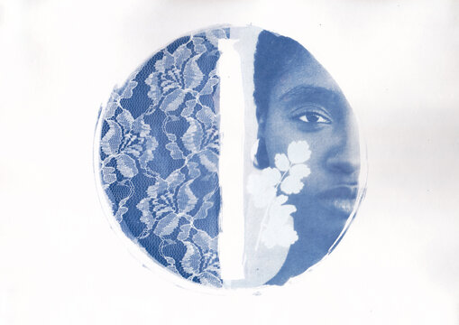 Woman face cyanotype 