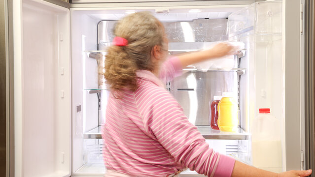 Woman Cleaning Refrigerator