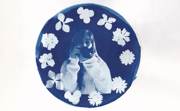 Self-portrait with cyanotype