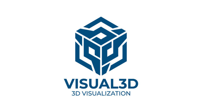 Abstract geometric cube logo for 3D visualization company