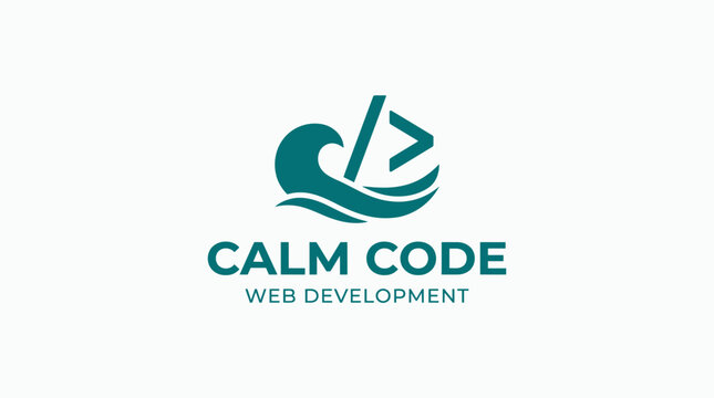 Coding wave logo with text calm code web development