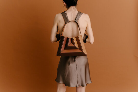 Elegant Leather Handbag Seen From Back
