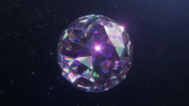 Sparkling Diamond Sphere Floating in Cosmic Space 4K Generative AI